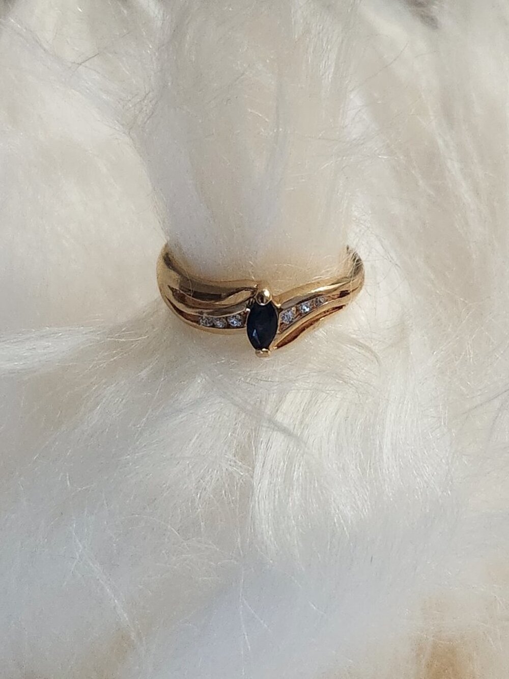 Vintage Unworn Natural Midnight Sapphire Ring - Size 8